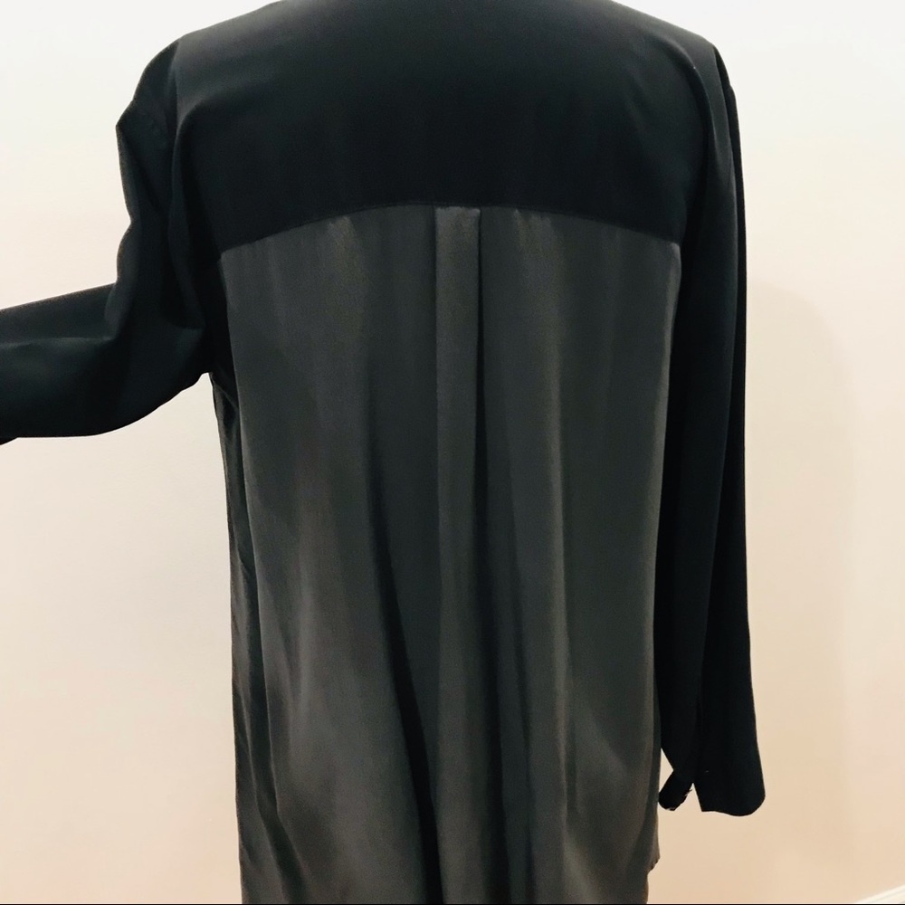 Eileen Fisher black and grey silk button-down shirt. Size XS. NWOT - Picture 5 of 11